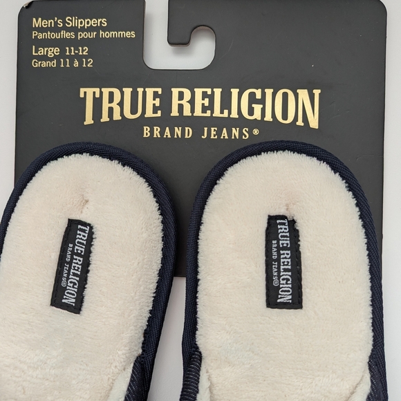 BNWT True Religion Men's (Size Large 11-12) Denim Slide-In Slippers - Picture 8 of 16